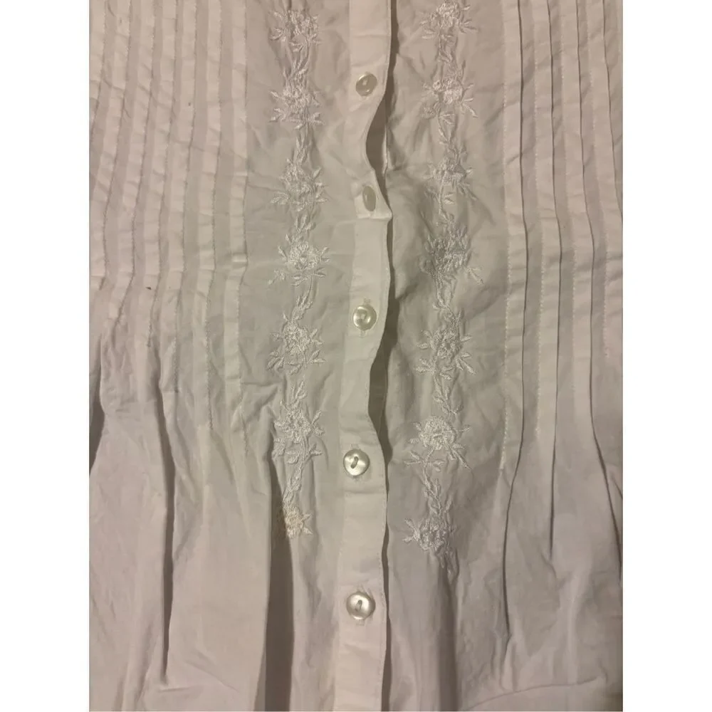 French Cuff M white shirt feminine cottage core button down